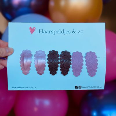 Haarspeldje Liz - golvend - setje - roze - paars - 3 cm speldjes