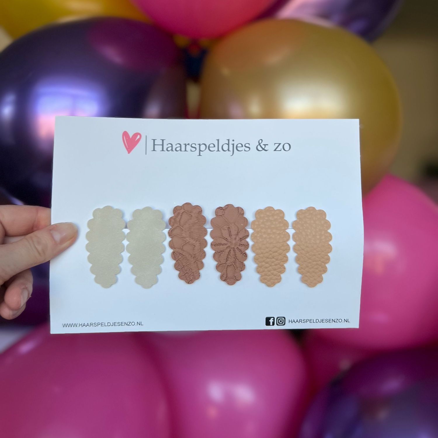 Haarspeldje Liz - golvend - setje - beige - bruin - 5 cm speldjes
