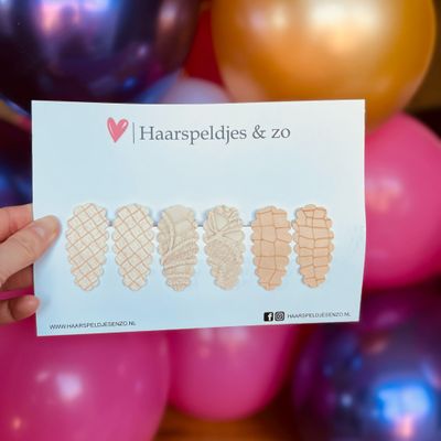 Haarspeldje Liz - golvend - setje - beige - 4 cm speldjes