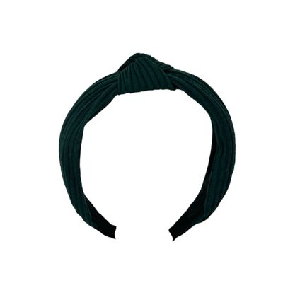 Diadeem - stof - haarband - donkergroen met knoop