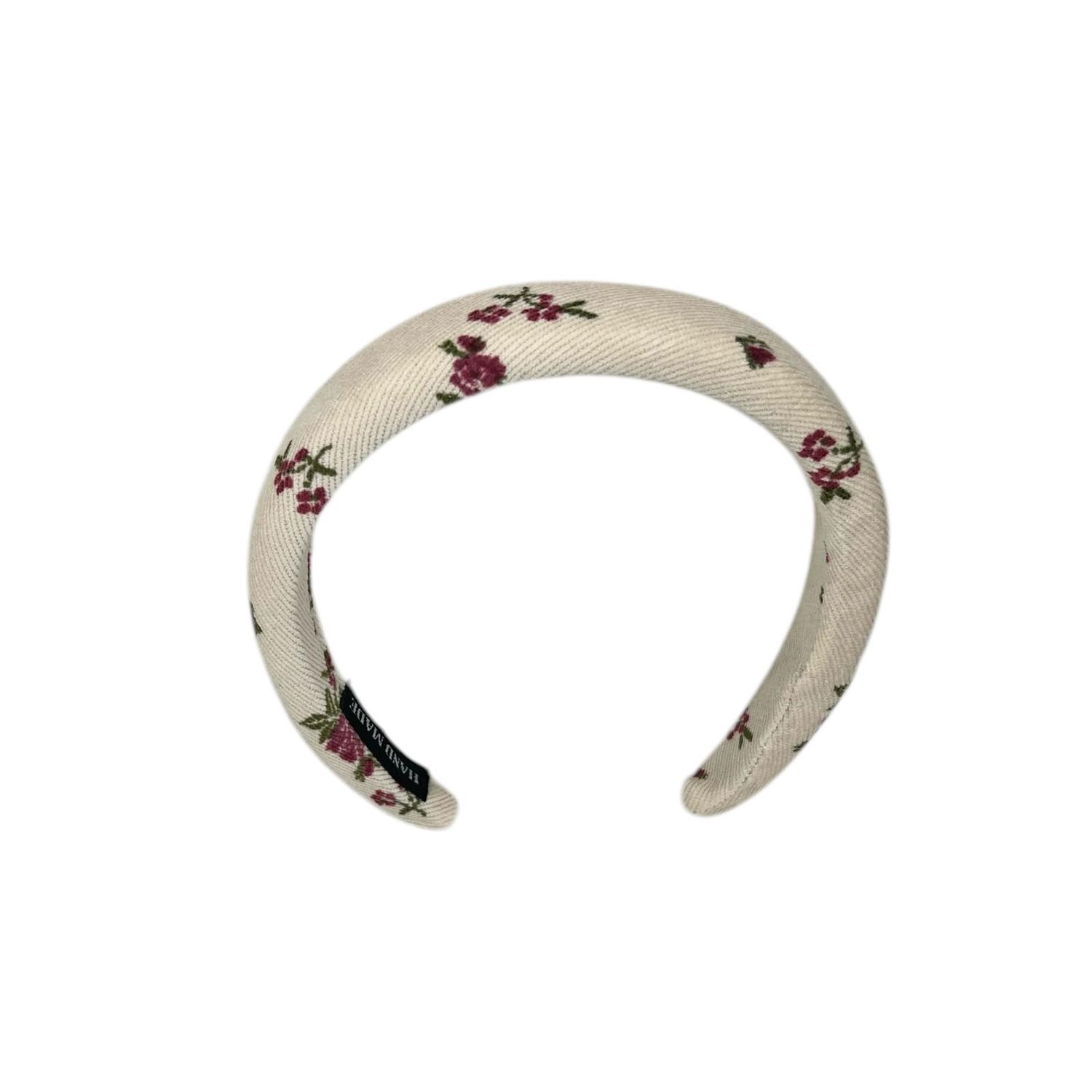 Diadeem - haarband - stof - retro - bloemen - rood/beige