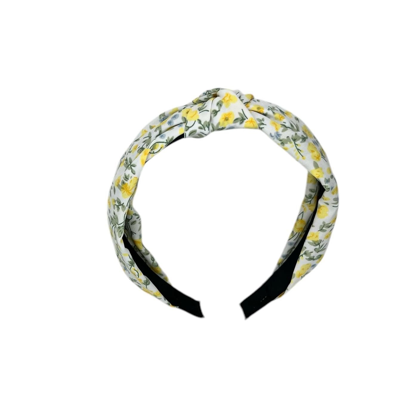 Diadeem - stof - haarband - met bloemetjes - geel