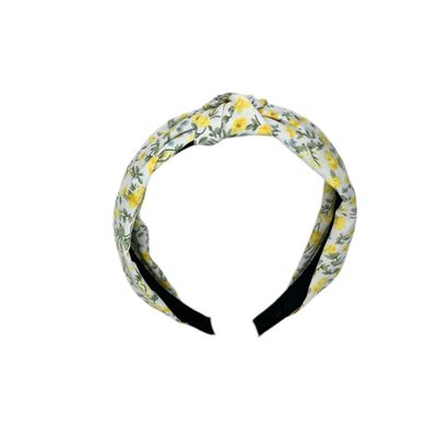 Diadeem - stof - haarband - met bloemetjes - geel