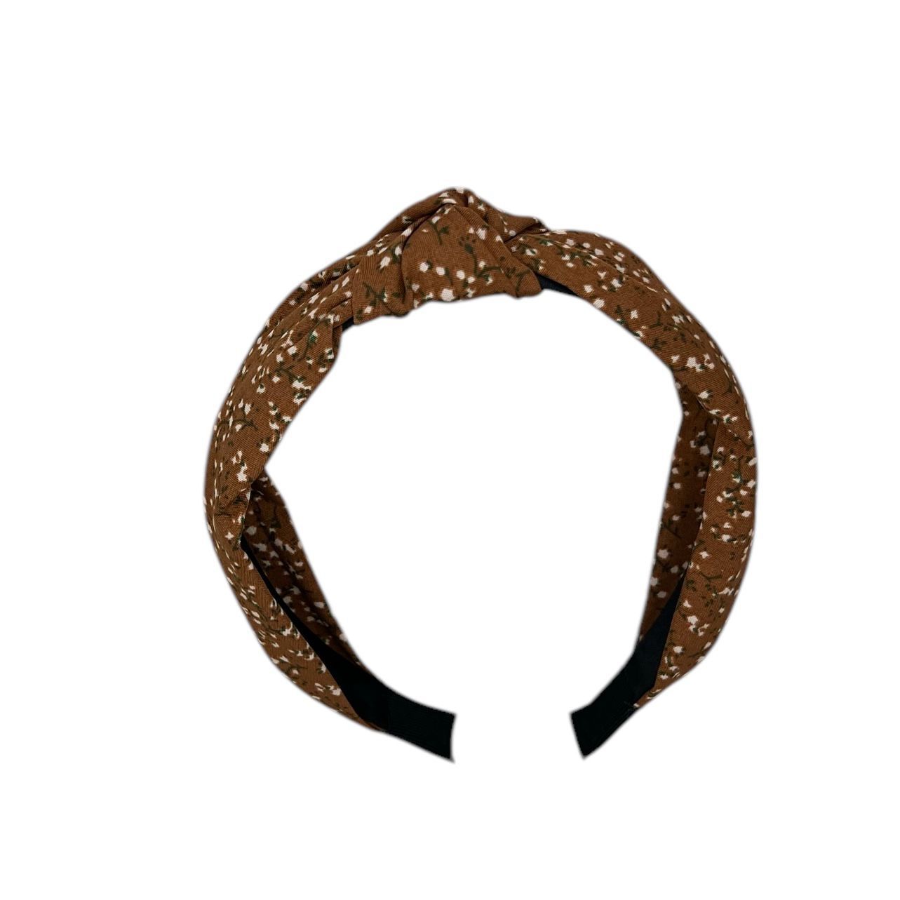 Diadeem - stof - haarband - met bloemetjes - bruin