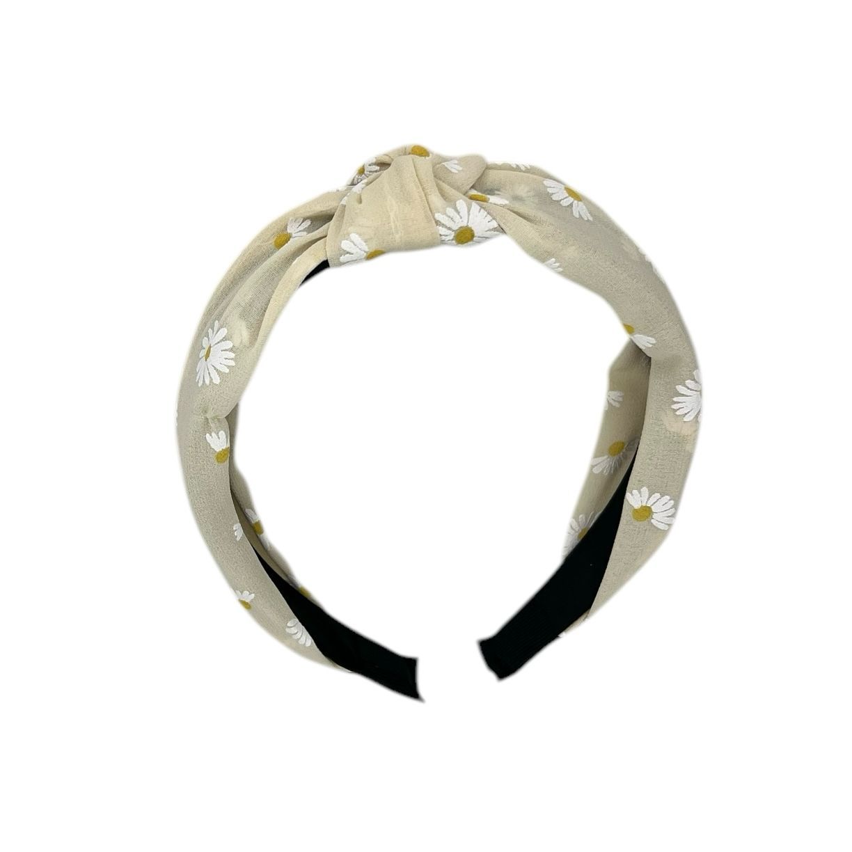 Diadeem - stof - haarband - met bloemetjes - beige