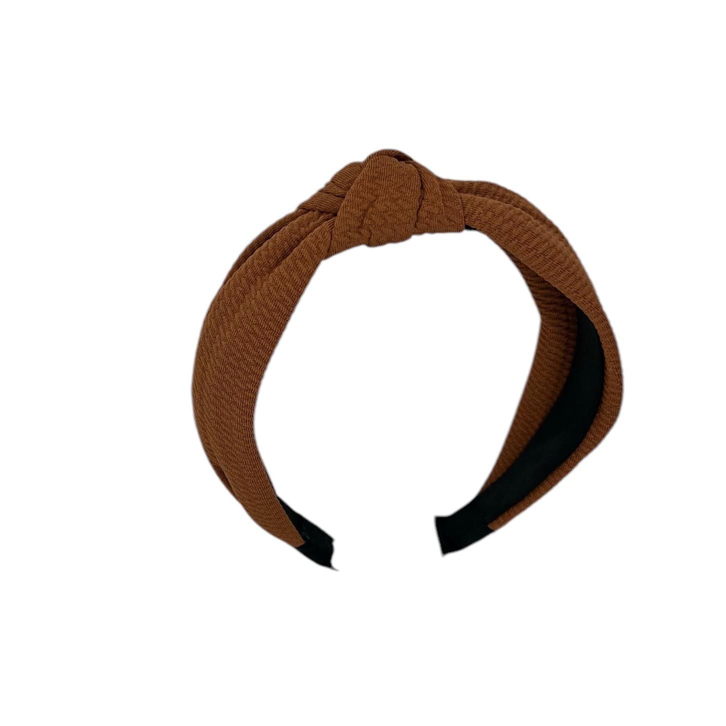 Diadeem - stof - haarband - met knoop - bruin