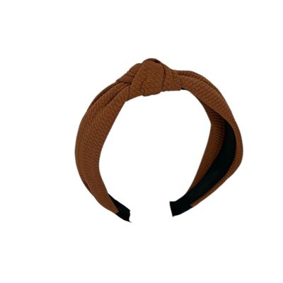 Diadeem - stof - haarband - met knoop - bruin