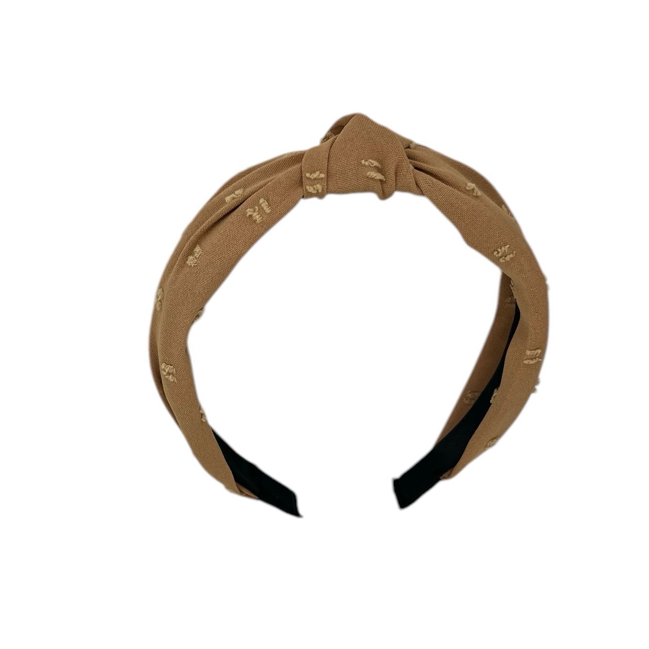 Diadeem - stof - haarband - met knoop - bruin
