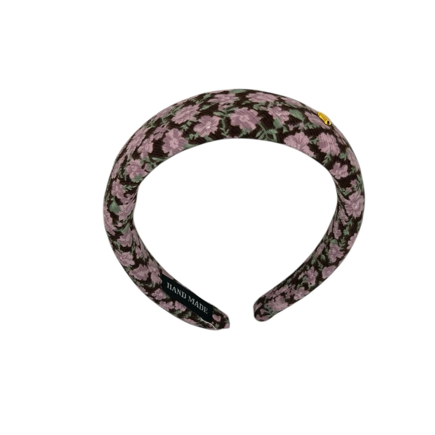 Diadeem - haarband - stof - retro - bloemen - paars/bruin