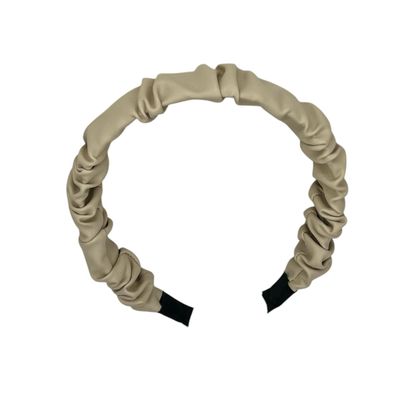 Diadeem - haarband - leer (imiatie) - beige