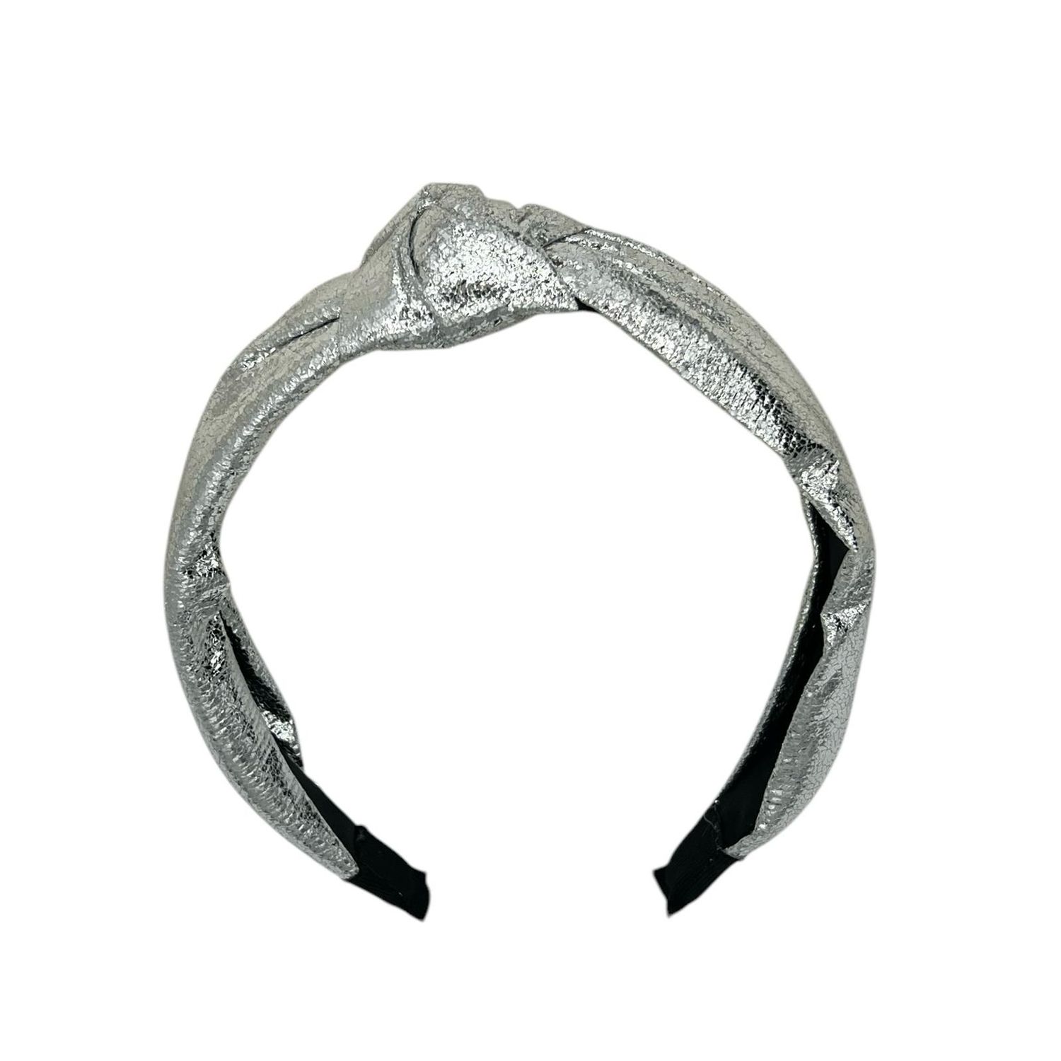 Diadeem - stof - haarband - zilver met knoop
