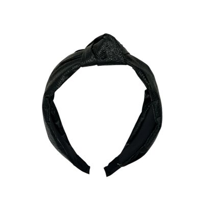 Diadeem - stof - haarband - zwart met knoop