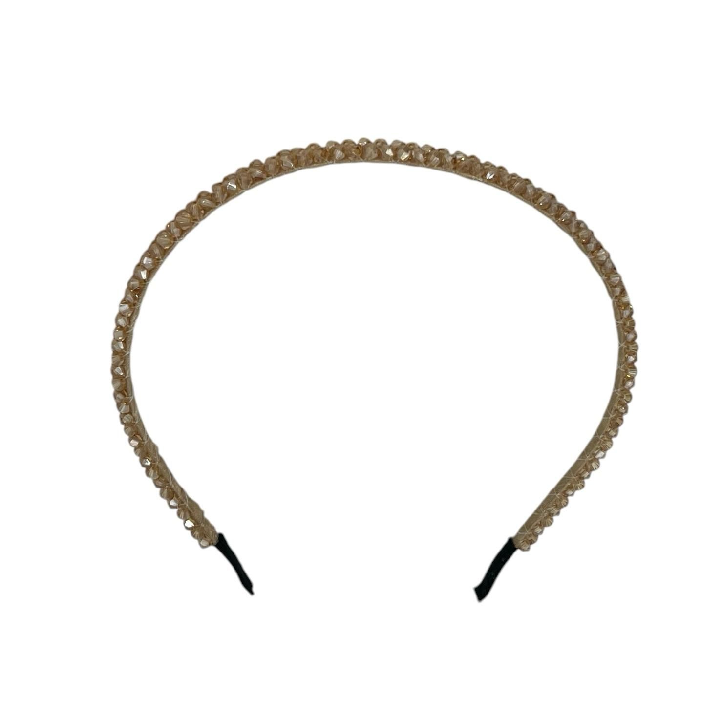 Diadeem - haarband - haaraccessoire - kinderen - volwassenen - kerst - feestdagen - kralen - glimmend - taupe