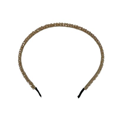 Diadeem - haarband - haaraccessoire - kinderen - volwassenen - kerst - feestdagen - kralen - glimmend - taupe