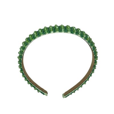 Diadeem - haarband - haaraccessoire - kinderen - volwassenen - kerst - feestdagen - kralen - glimmend - groen
