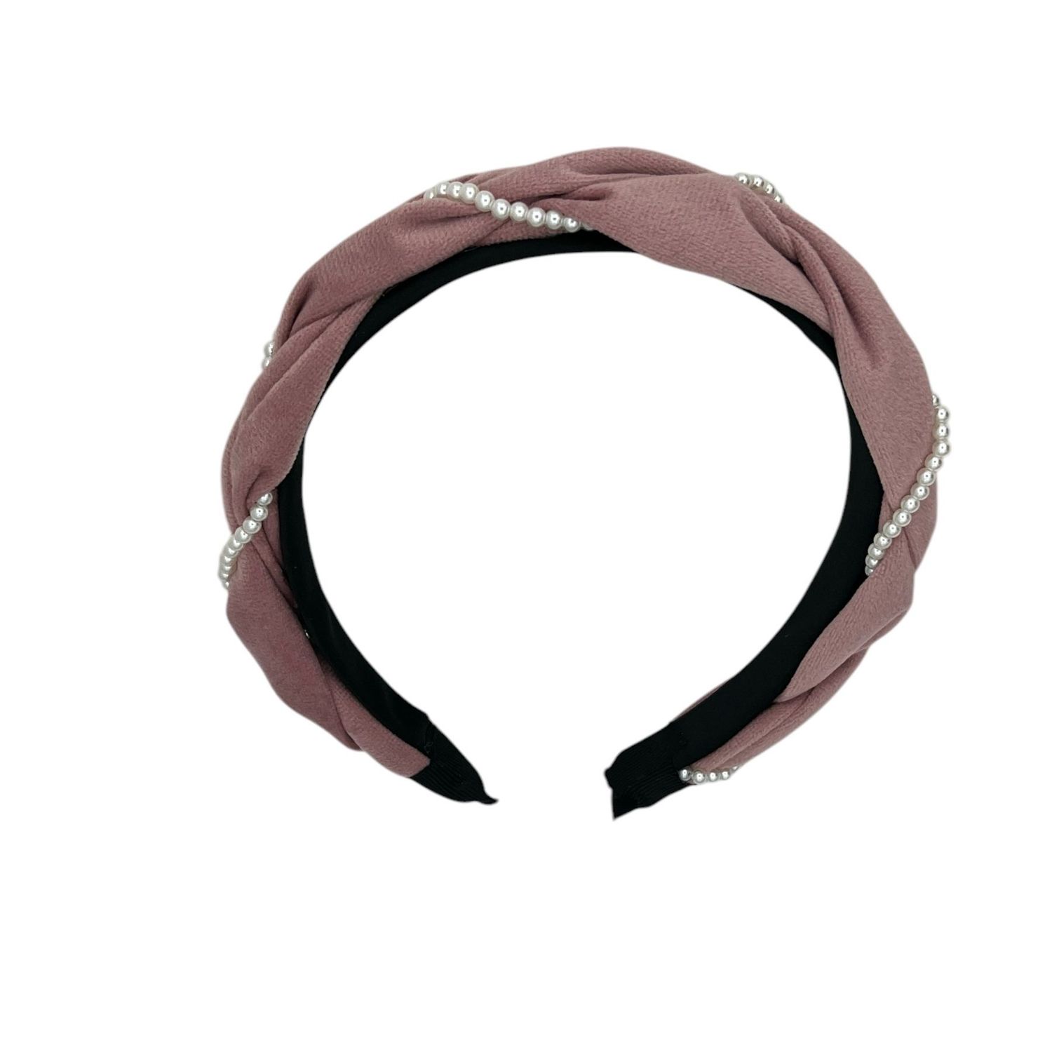 Diadeem - haarband - stof -  haaraccessoire - kinderen - volwassenen - parels - roze - wit/parelmoer