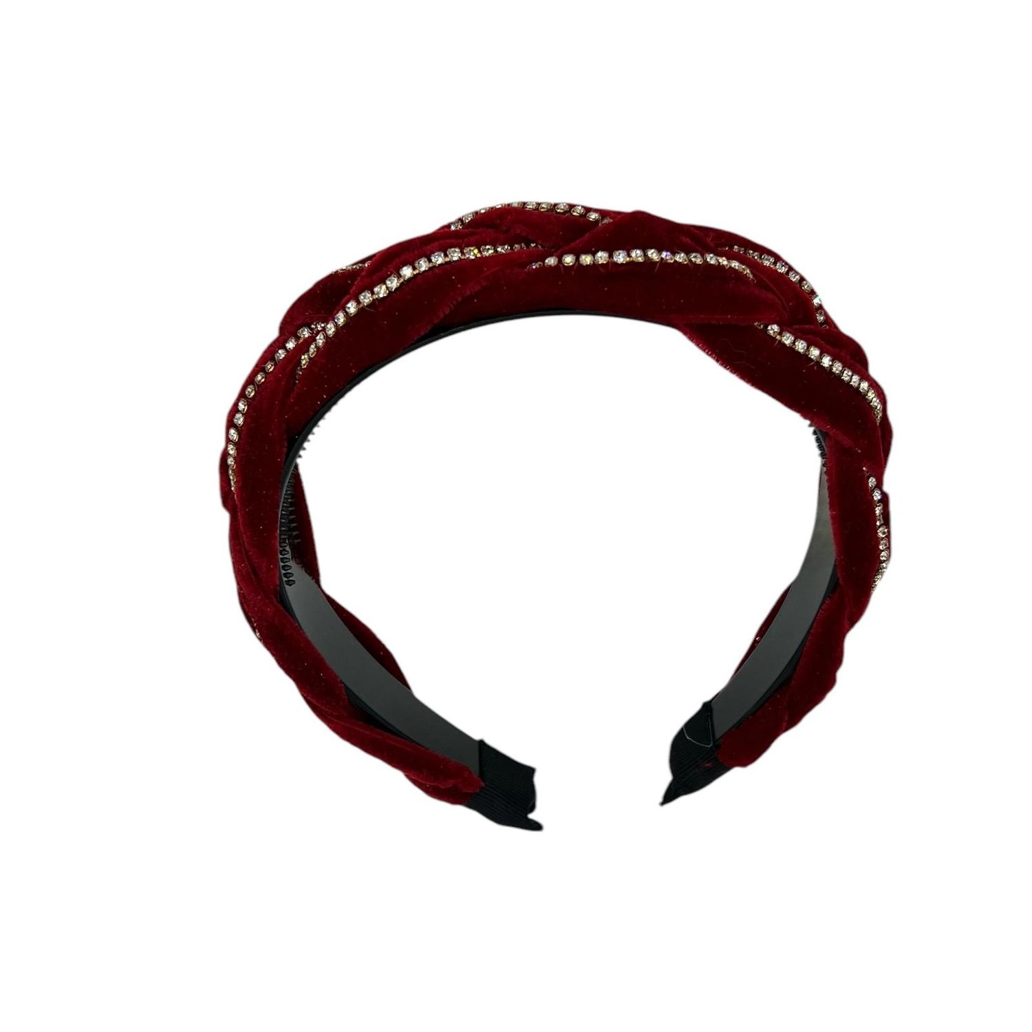 Diadeem - haarband - stof -  haaraccessoire - kinderen - volwassenen - strass - rood - glimmende steentjes
