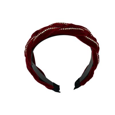 Diadeem - haarband - stof -  haaraccessoire - kinderen - volwassenen - strass - rood - glimmende steentjes