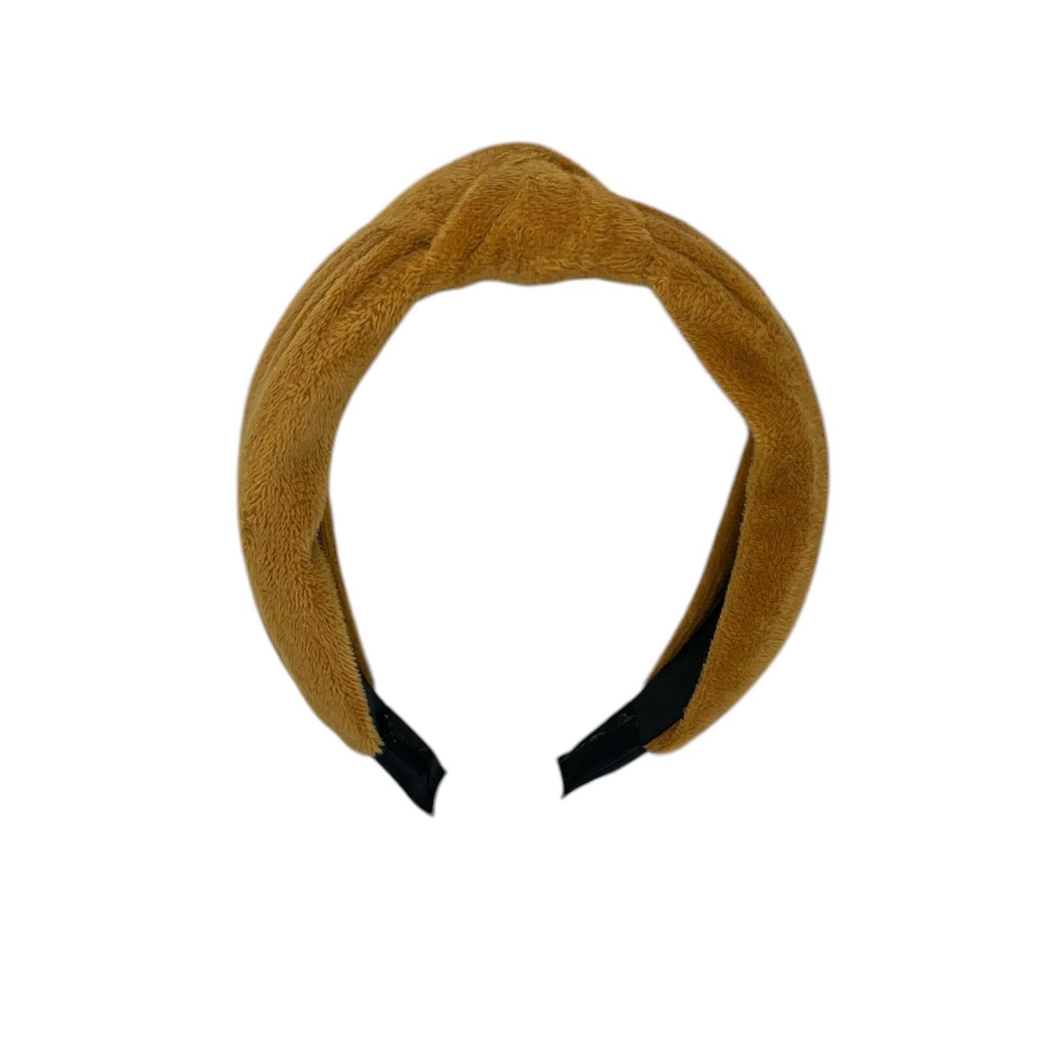 Diadeem - stof - haarband - okergeel met knoop - velours