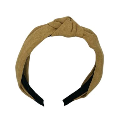 Diadeem - stof - haarband - okergeel - suedelook