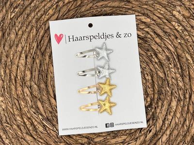 Haarspeldje ‘Stars’ - ster - sterretje - glitters - zilver - goud - kerst – feestdagen — 3 cm speldjes