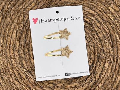 Haarspeldje ‘Stars’ - ster - sterretje - glitters - goud - kerst – feestdagen — 4 cm speldjes