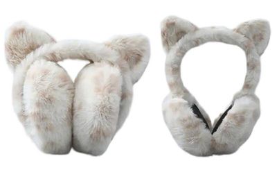 Oorwarmers kind - winter - warm - meisjes - kattenoortjes - leopard - wit bruin