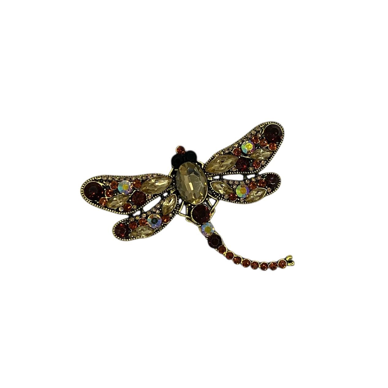 Broche - speld voor jas, sjaal of kleding - pin - mode - vrouwen - meisjes - libelle - bruin
