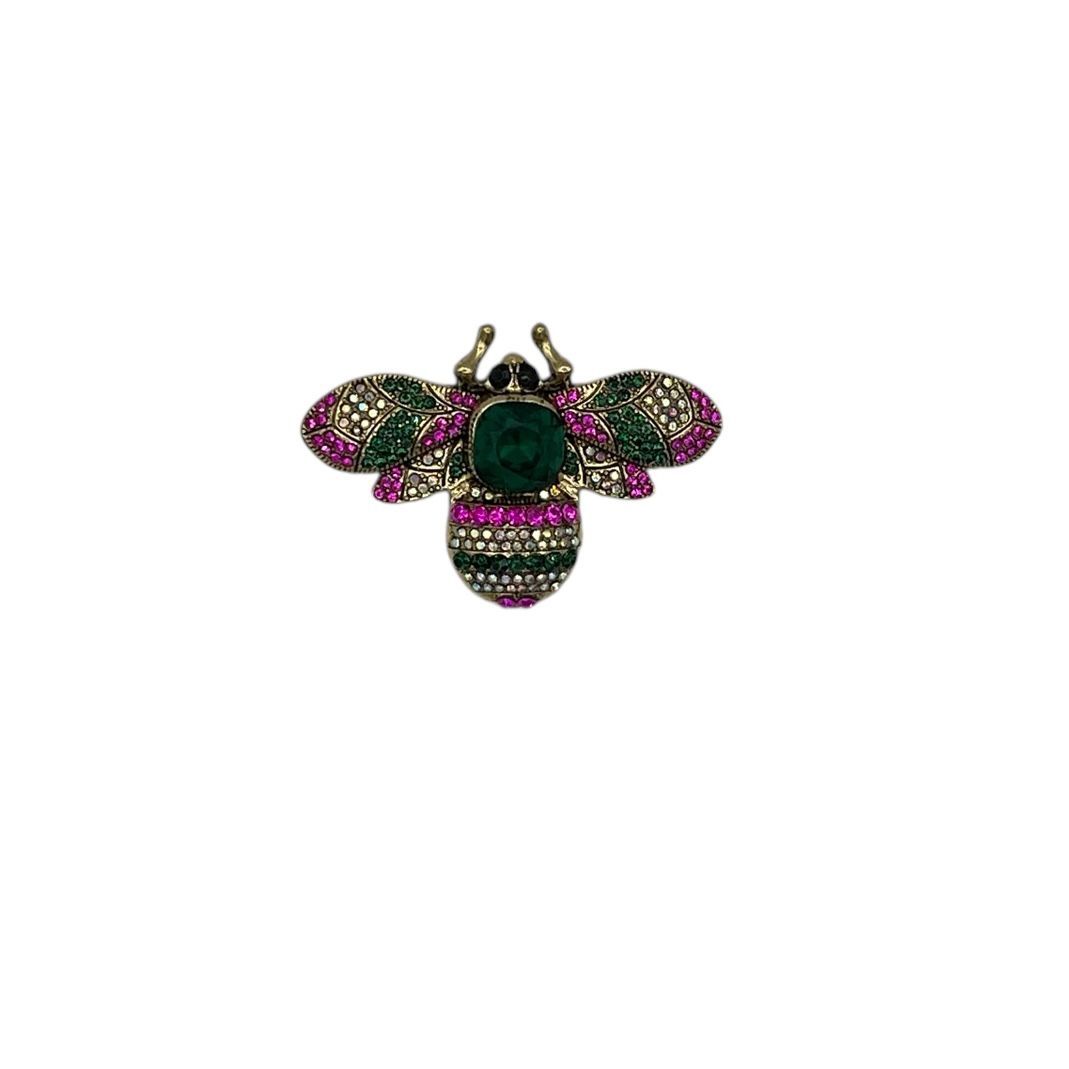 Broche - speld voor jas, sjaal of kleding - pin - mode - vrouwen - meisjes - kever - roze/groen
