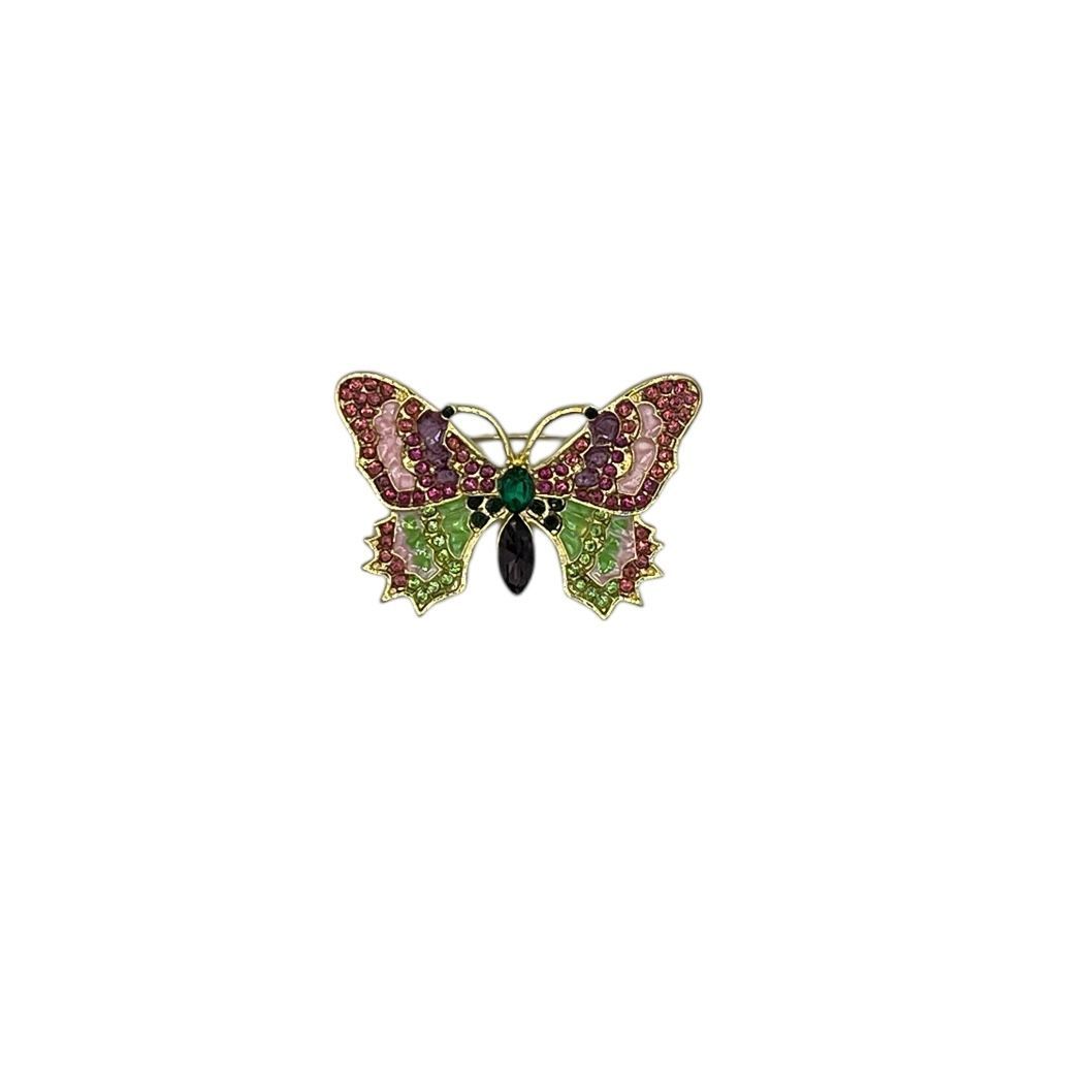 Broche - speld voor jas, sjaal of kleding - pin - mode - vrouwen - meisjes - vlinder - veelkleurig