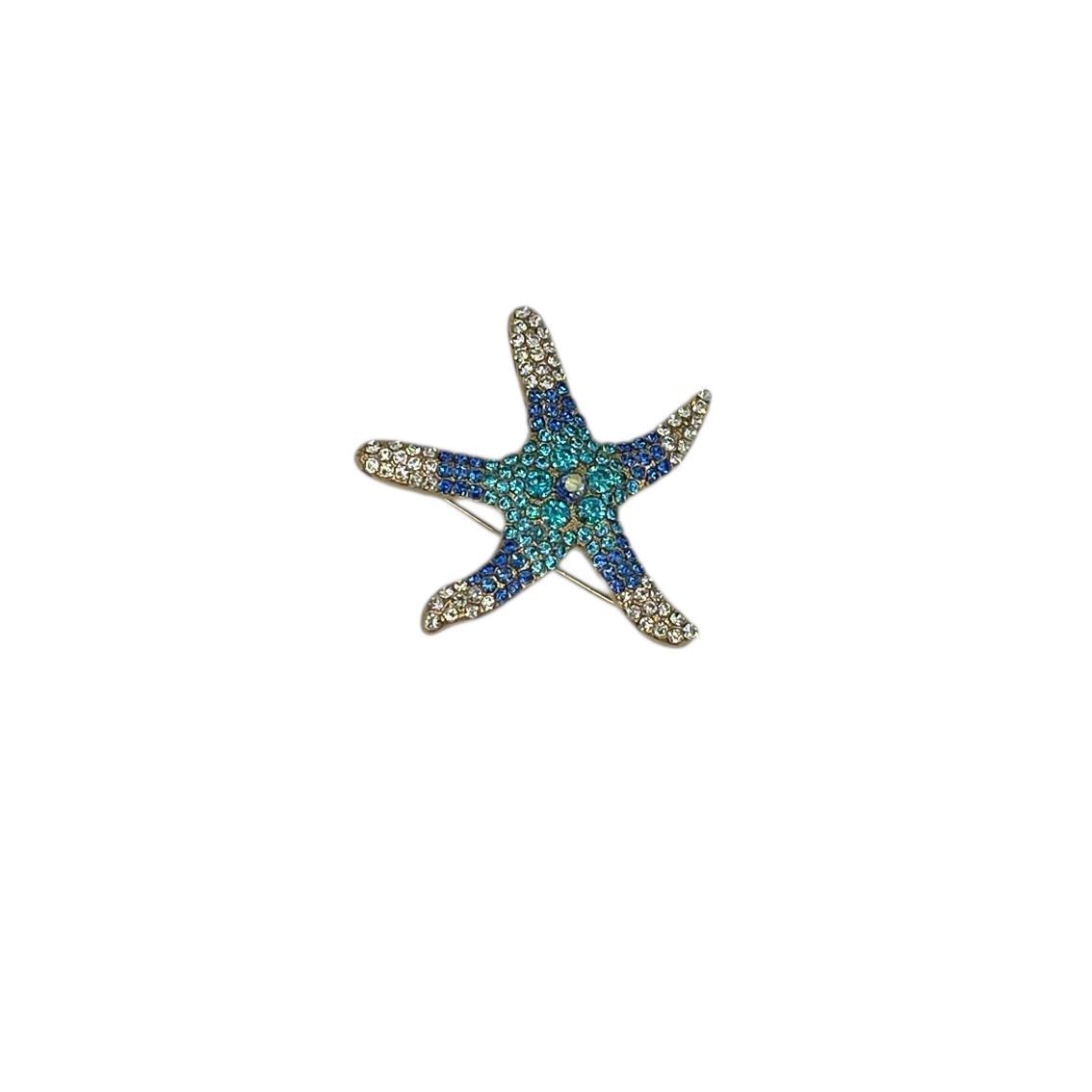 Broche - speld voor jas, sjaal of kleding - pin - mode - vrouwen - meisjes - zeester - blauw