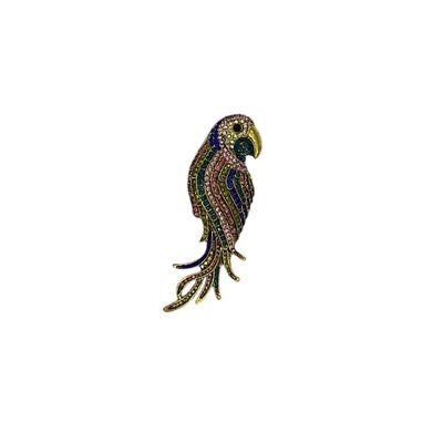Broche - speld voor jas, sjaal of kleding - pin - mode - vrouwen - meisjes - papegaai - veelkleurig