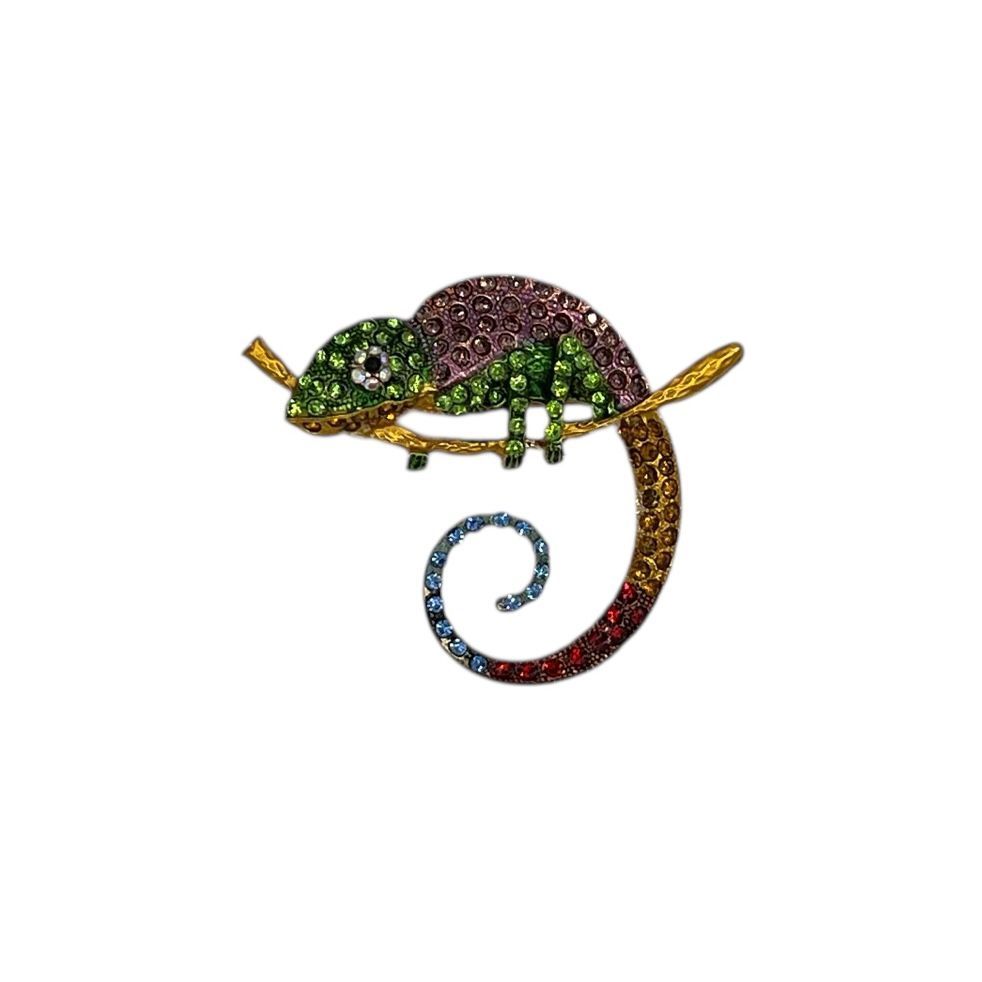 Broche - speld voor jas, sjaal of kleding - pin - mode - vrouwen - meisjes - kameleon - veelkleurig