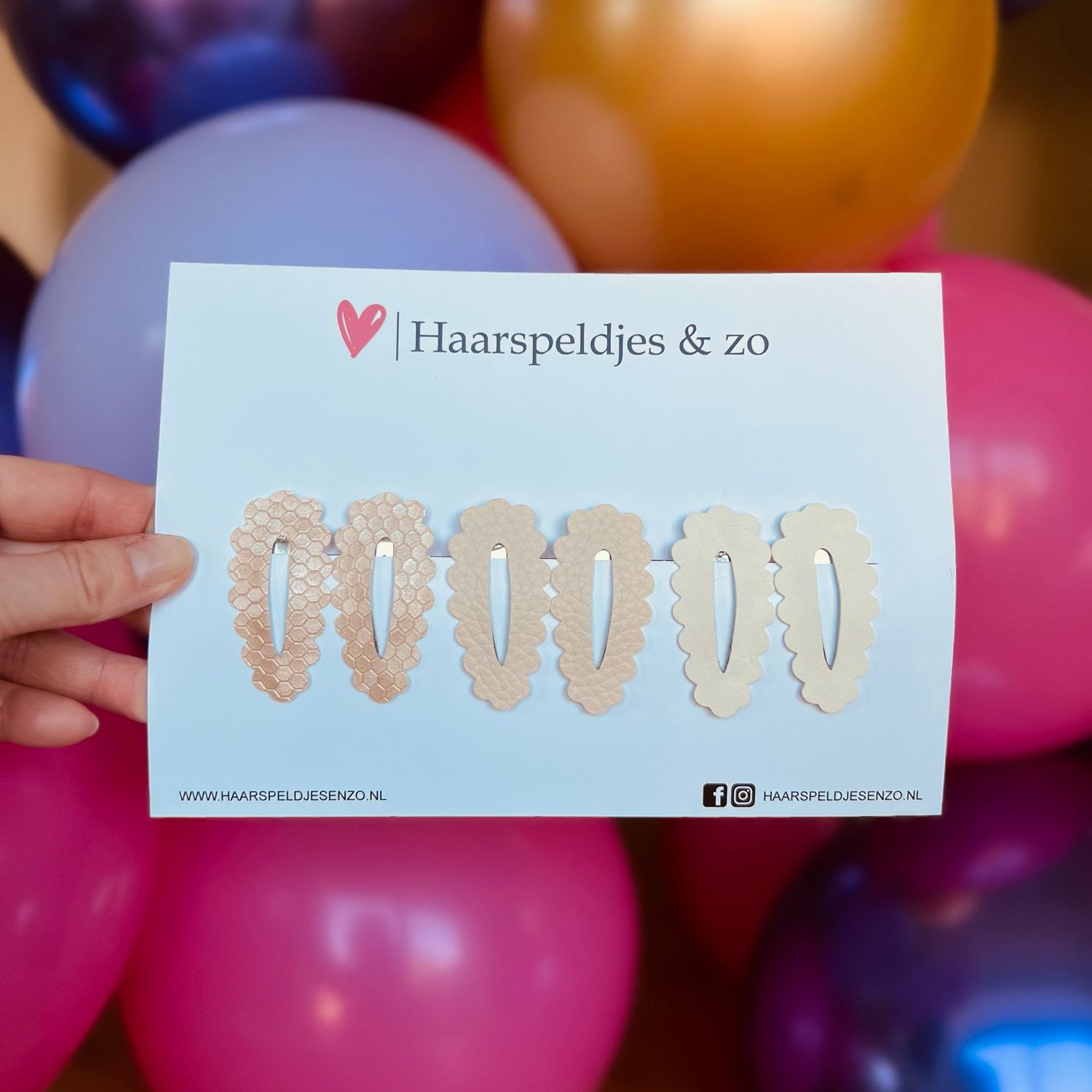 Haarspeldje Noor - golvend - open - setje - beige - crème - 3 cm speldjes