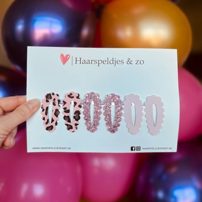 Haarspeldje Noor - golvend - open - setje - roze - 3 cm speldjes