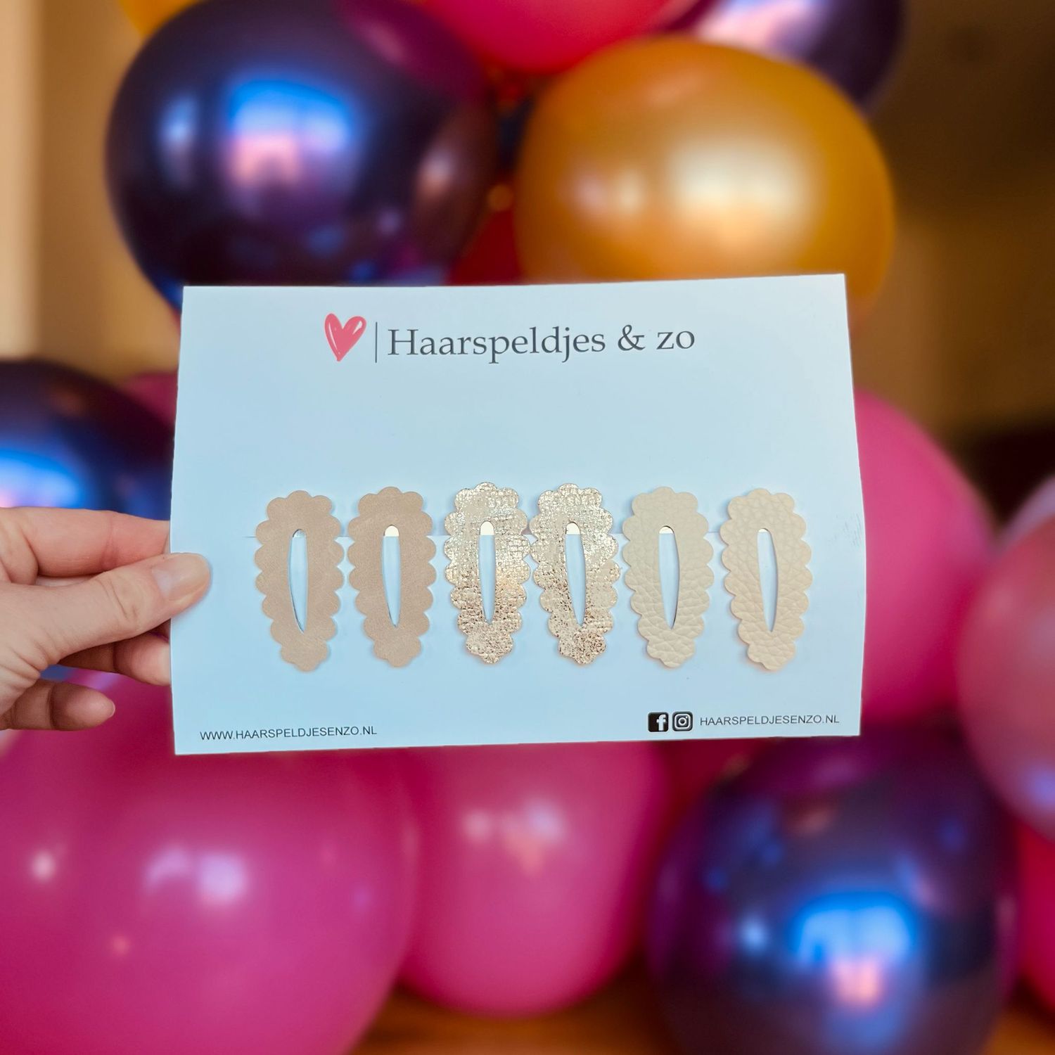 Haarspeldje Noor - golvend - open - setje - crème - 4 cm speldjes