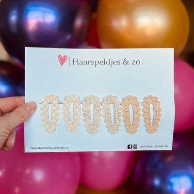 Haarspeldje Noor - golvend - open - setje - beige - 5 cm speldjes