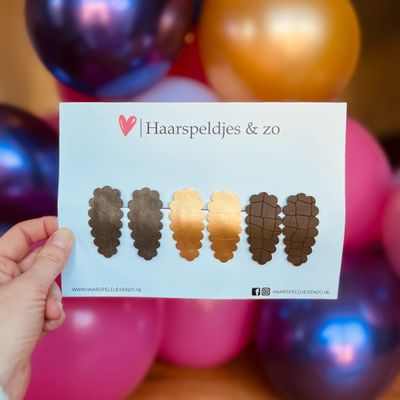 Haarspeldje Liz - golvend - setje - groen - goud - 5 cm speldjes