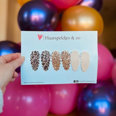 Haarspeldje Liz - golvend - setje - bruin - beige - 5 cm speldjes