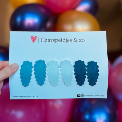 Haarspeldje Liz - golvend - setje - blauw - 4 cm speldjes