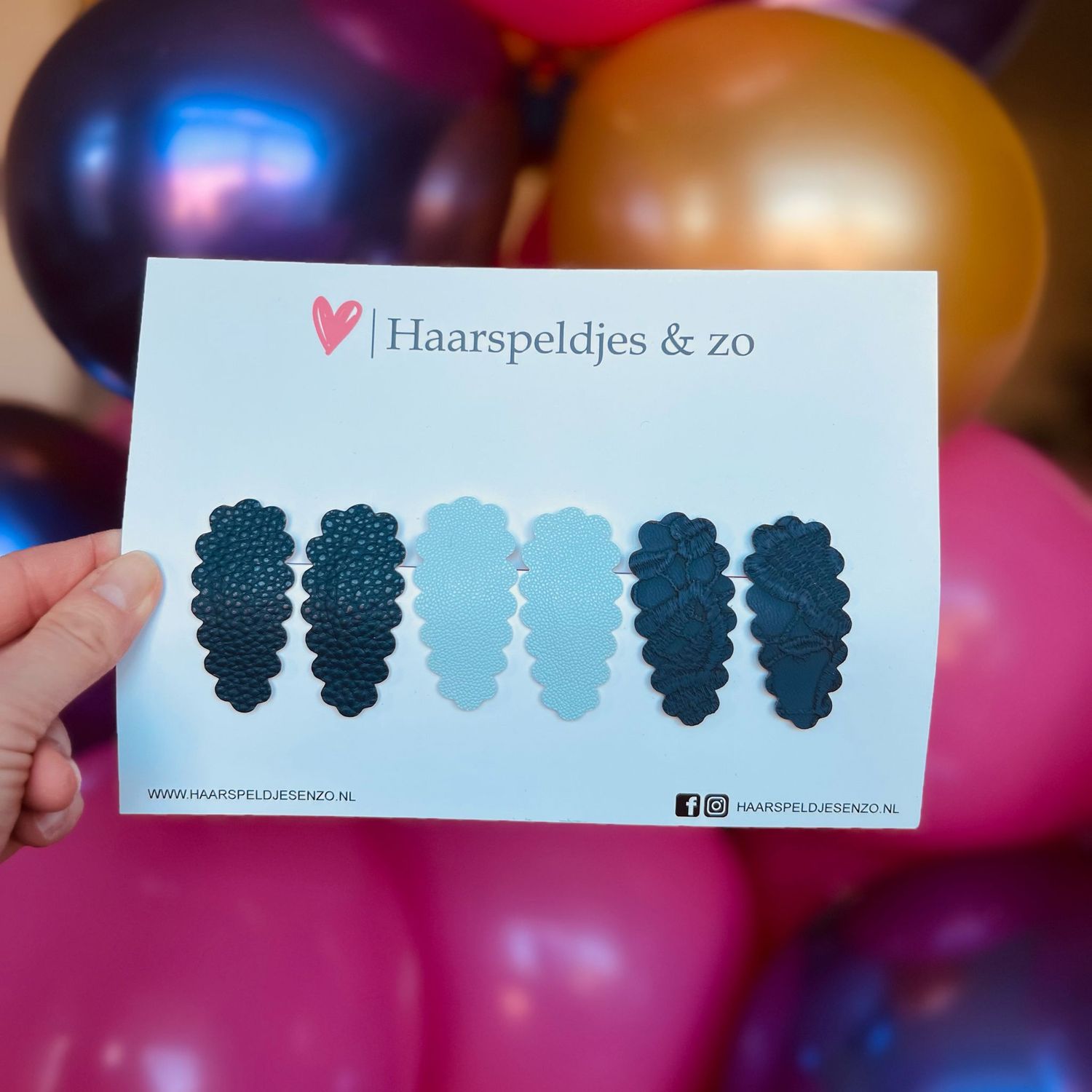 Haarspeldje Liz - golvend - setje - blauw - 5 cm speldjes