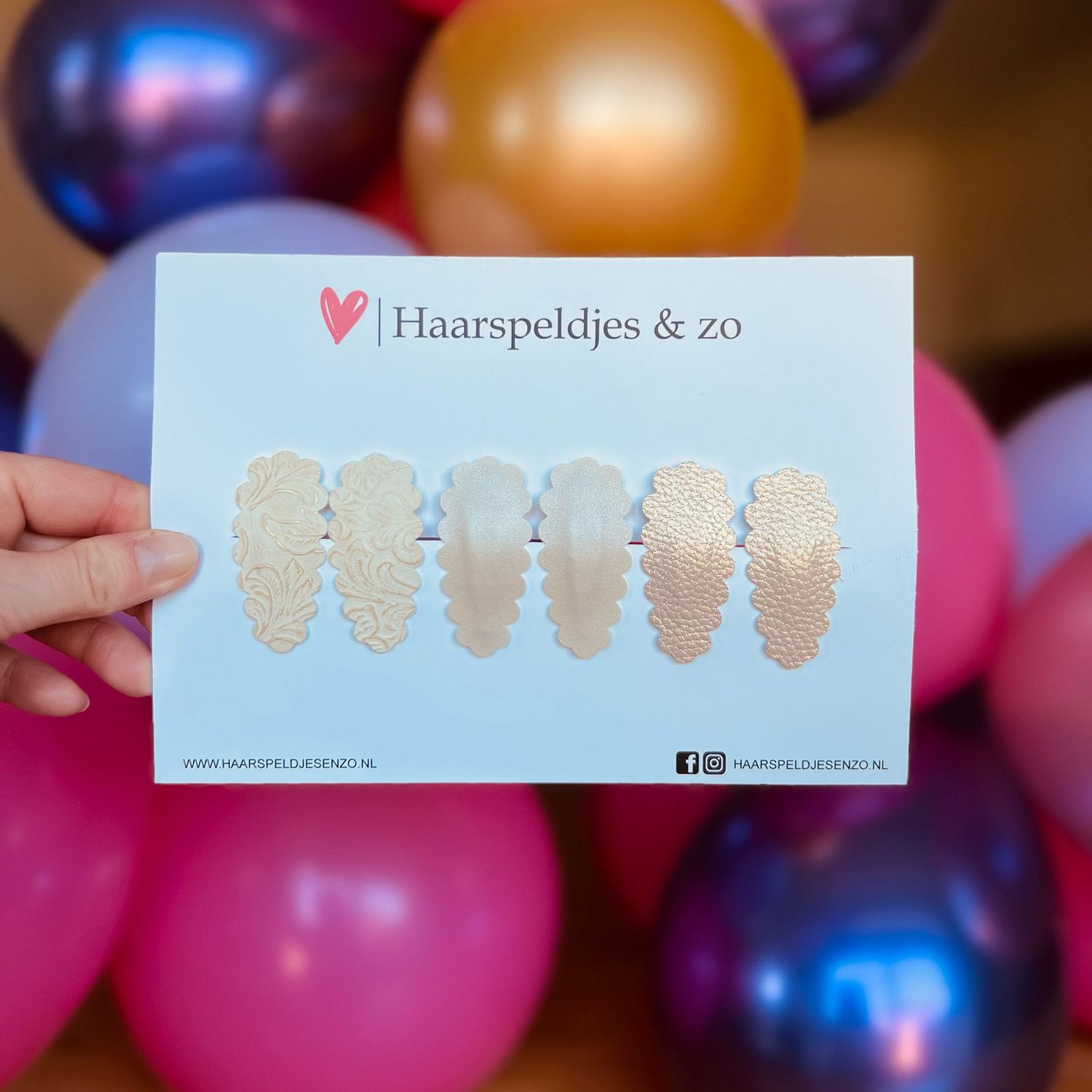 Haarspeldje Liz - golvend - setje - beige - 3 cm speldjes