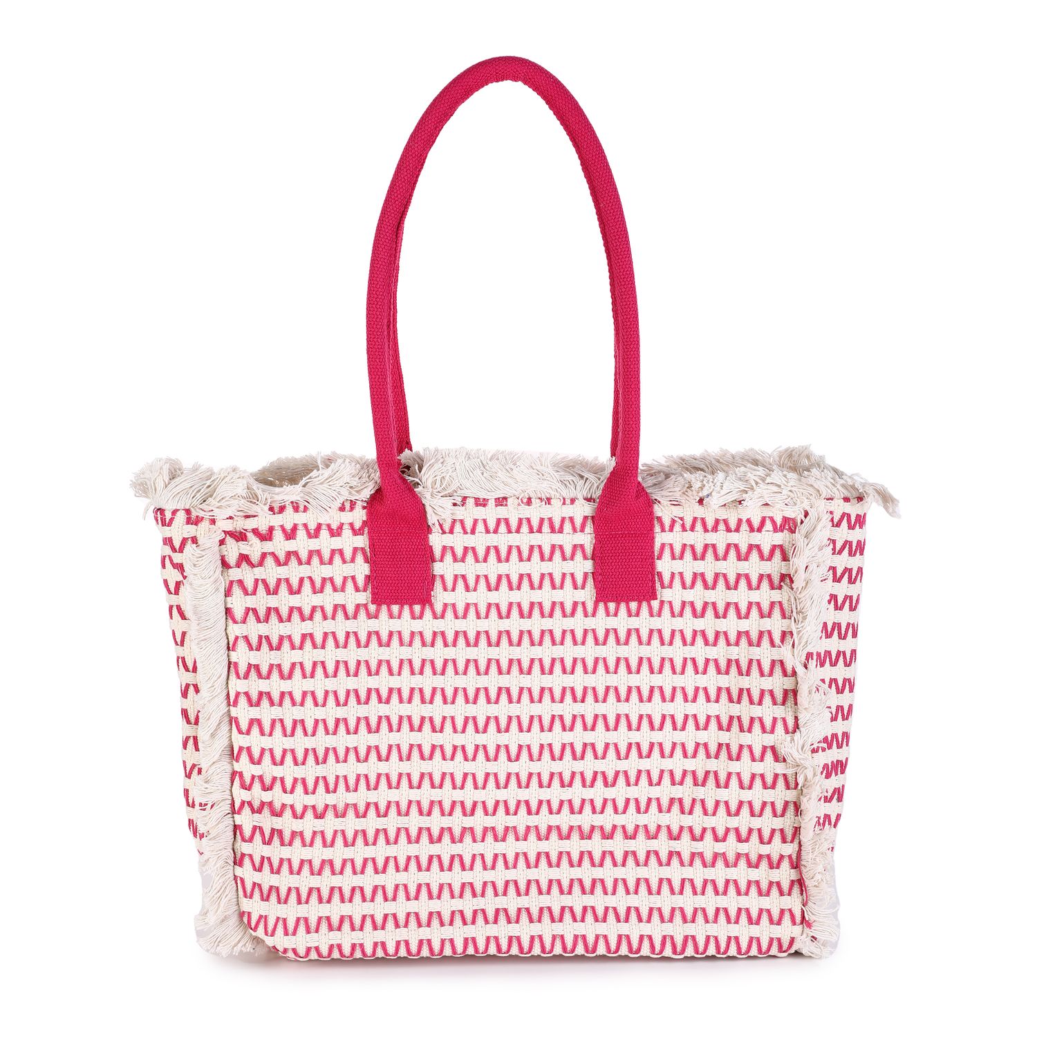 Luxe strandtas  - dubbel hengsel - roze - fuschia