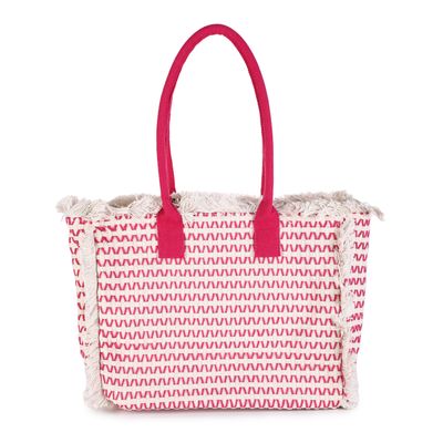Luxe strandtas  - dubbel hengsel - roze - fuschia