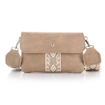 Schoudertas - tas van imitatieleer - lichtkhaki