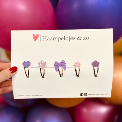 Try-out mix - mix van verschillende speldjes - bloemetjes - 3 cm speldjes - kerst - feestdagen - glimmers - glitters - paars