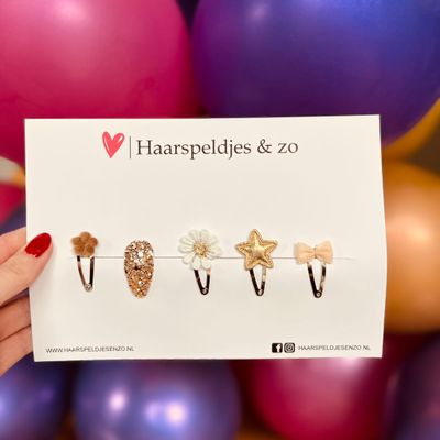 Try-out mix - mix van verschillende speldjes - bloemetjes - 3 cm speldjes - kerst - feestdagen - glimmers - glitters - goud