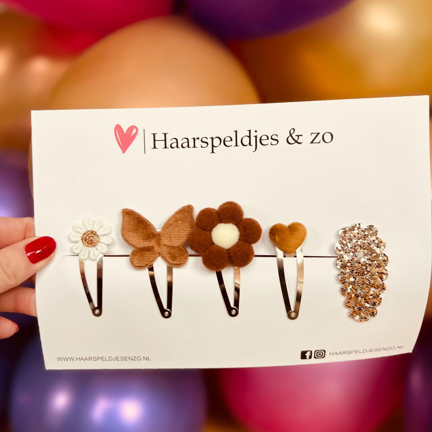 Try-out mix - mix van verschillende speldjes - bloemetjes - 5 cm speldjes - kerst - feestdagen - glitters - glimmend - bruin