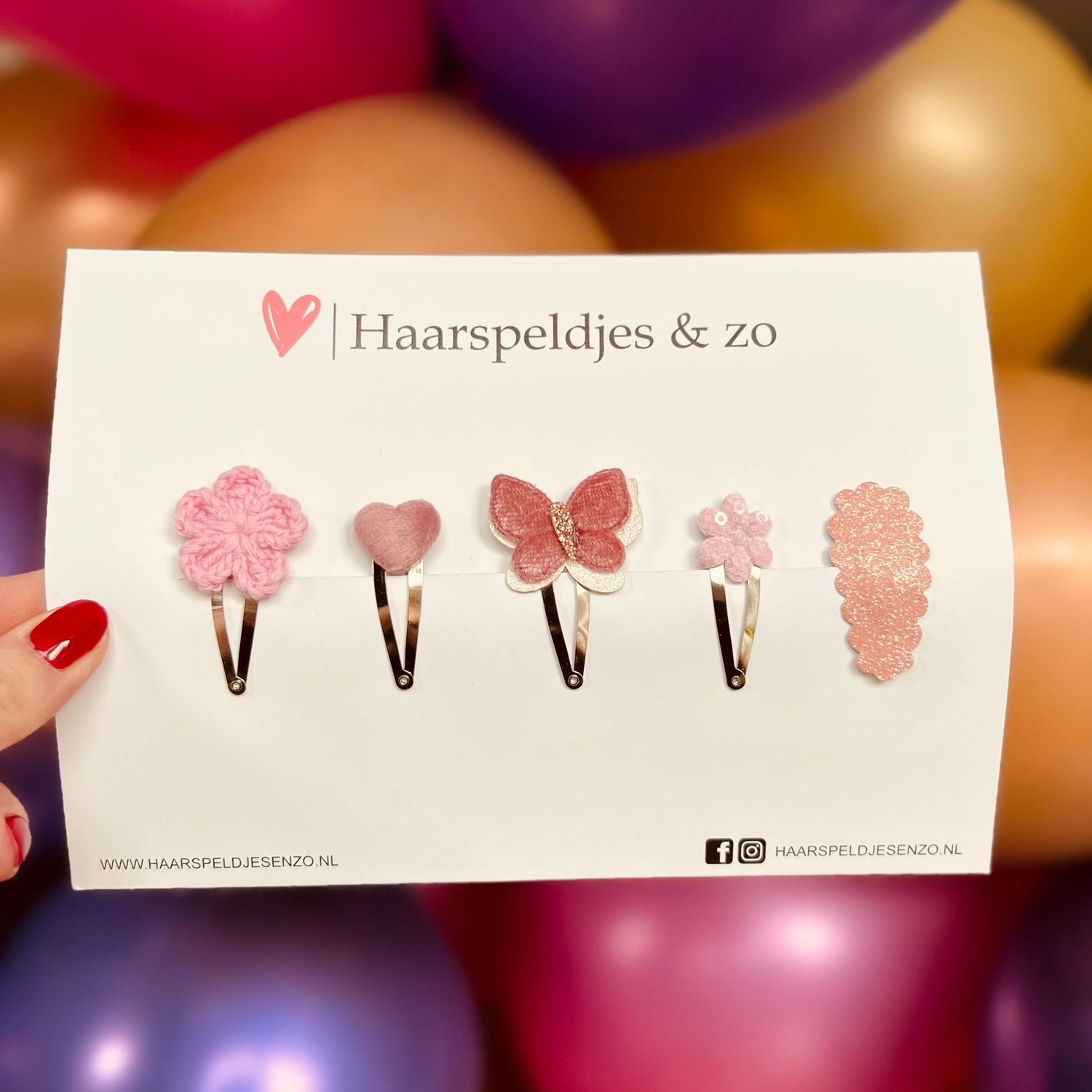 Try-out mix - mix van verschillende speldjes - bloemetjes - 4 cm speldjes - kerst - feestdagen - glitters - glimmend - roze