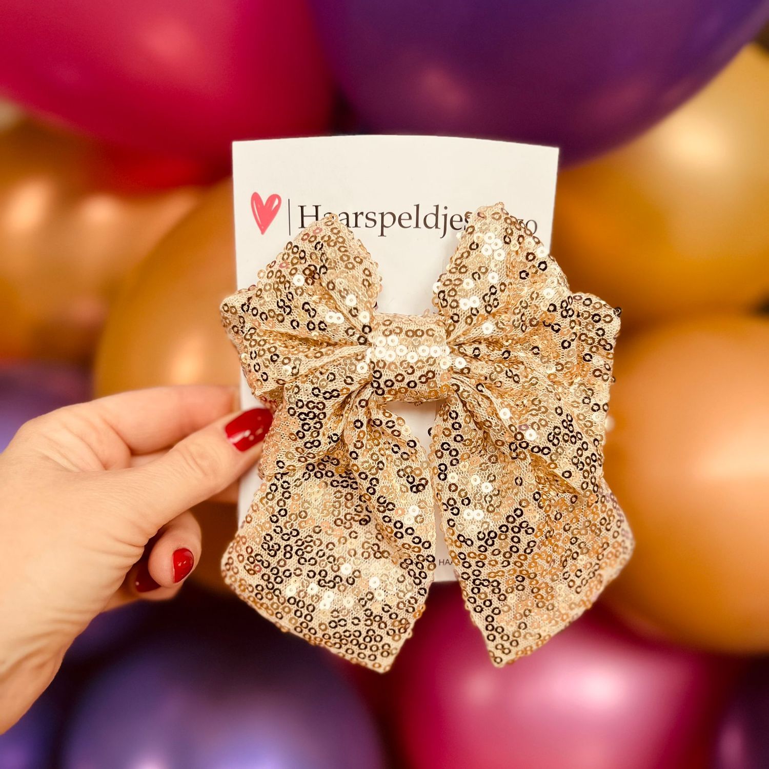 Haarstrik - pailletten - goud - groot - french barrette - kerst - glimmend - feestdagen